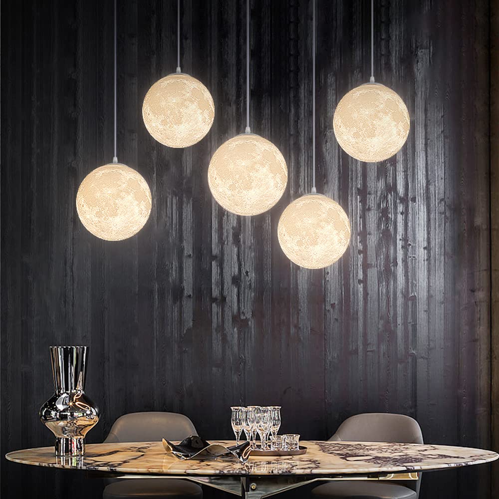 Kreatywna lampka nocna z nadrukiem 3D księżyc, lampa wisząca z pojedynczą głowicą, idealna do domu, biura, barów i kawiarni.