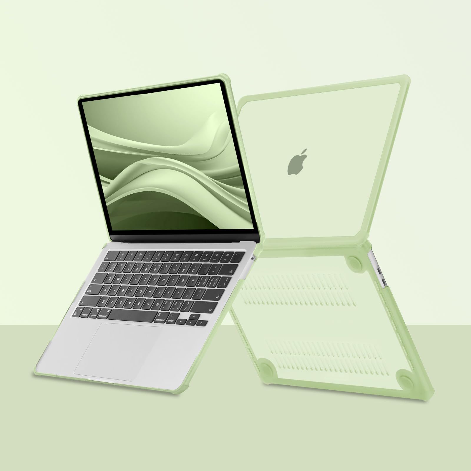 MOSISO Cover Compatibile con MacBook Pro 13 Pollici Custodia 2025-2016 M2 M1 A2338 A2251 A2289 A2159 A1989 A1708 A1706,Anti-Crepa Pesante Paraurti TPU Case&Copritastiera&Schermo Film,Salvia Verde