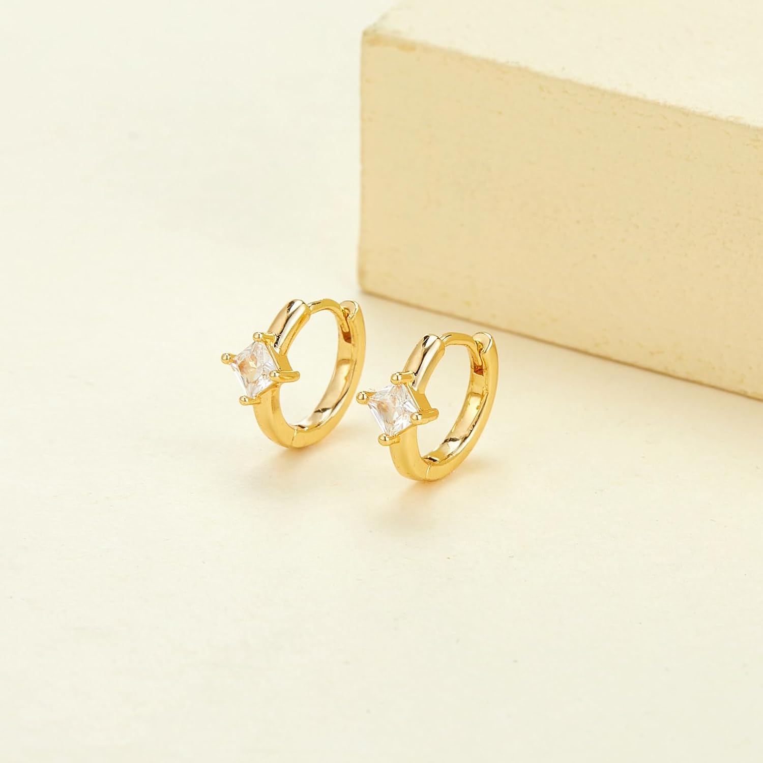 Birthstone Earrings for Women Trendy Emerald Birthstone Earring Dainty Small 14k Gold Plated Huggie Hoop Earrings Cubic Zirconia Earring Birthday Gifts for Women Jewelry - Image 6