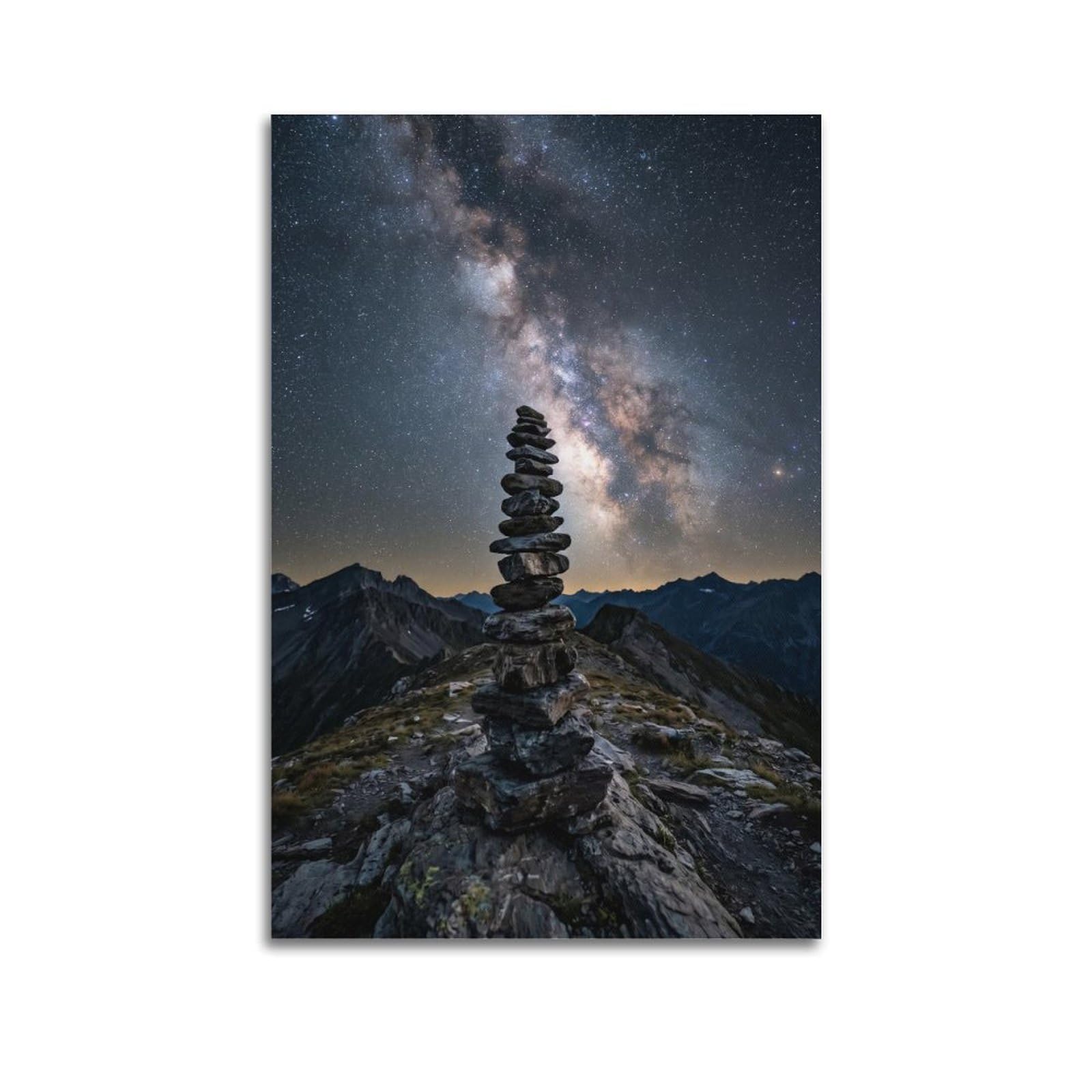 XKUGA Zen Meditation Poster Galaxy Stone Altar Balance Serenity Calm Modern Decorative Canvas Prints - Ideal Wall Art for Family, Man Cave, Game Room, Boys & Girls Bedroom 20x30inch(50x75cm)
