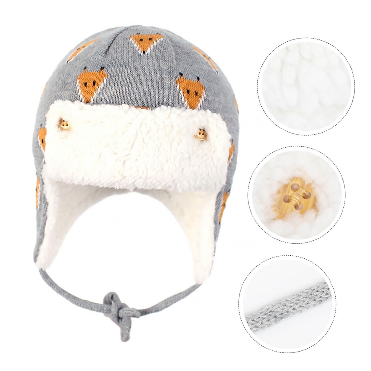 CALLARON Bonnet de Ski Bonnet Hiver Casquette Chaude Bonnet Bebe Bonnet Enfants Bonnet tête de Mort en Tricot Enfant Hiver Chapeau Bonnet Coton Enfant Casquette de Ski d'hiver Grey