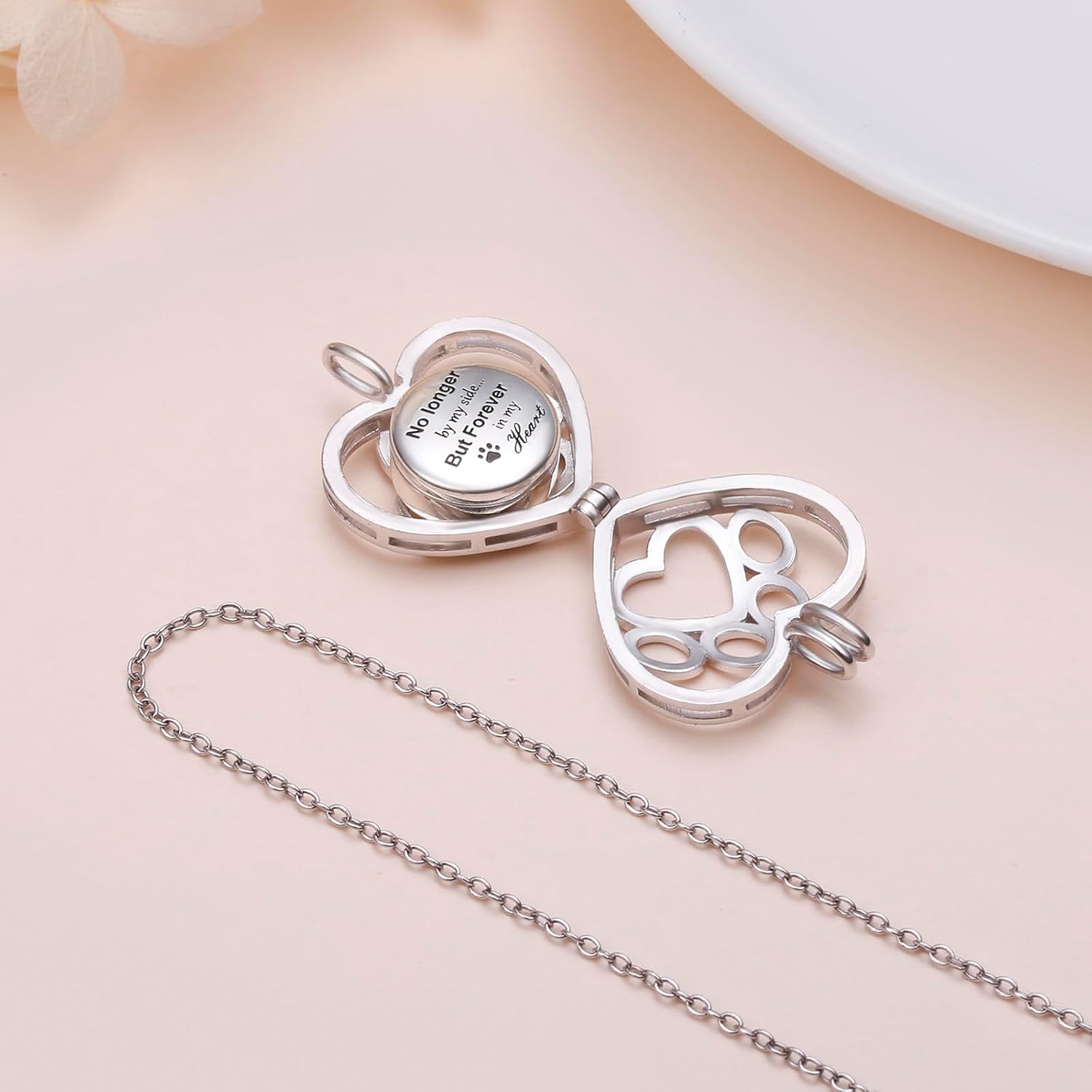 Pet Cremation Jewelry for Ashes 925 Sterling Silver Heart Urn Necklace for Ashes Pet Ashes Necklace for Dog/Cat Paw Print Memorial Locket Keepsake Jewelry Gift for Women Men - Image 7