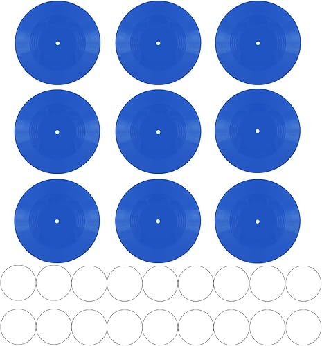 FACHPINT 9 discos azules para estética de pared, discos de vinilo en blanco de 7 pulgadas, decoración de pared musical para graffiti, accesorios de