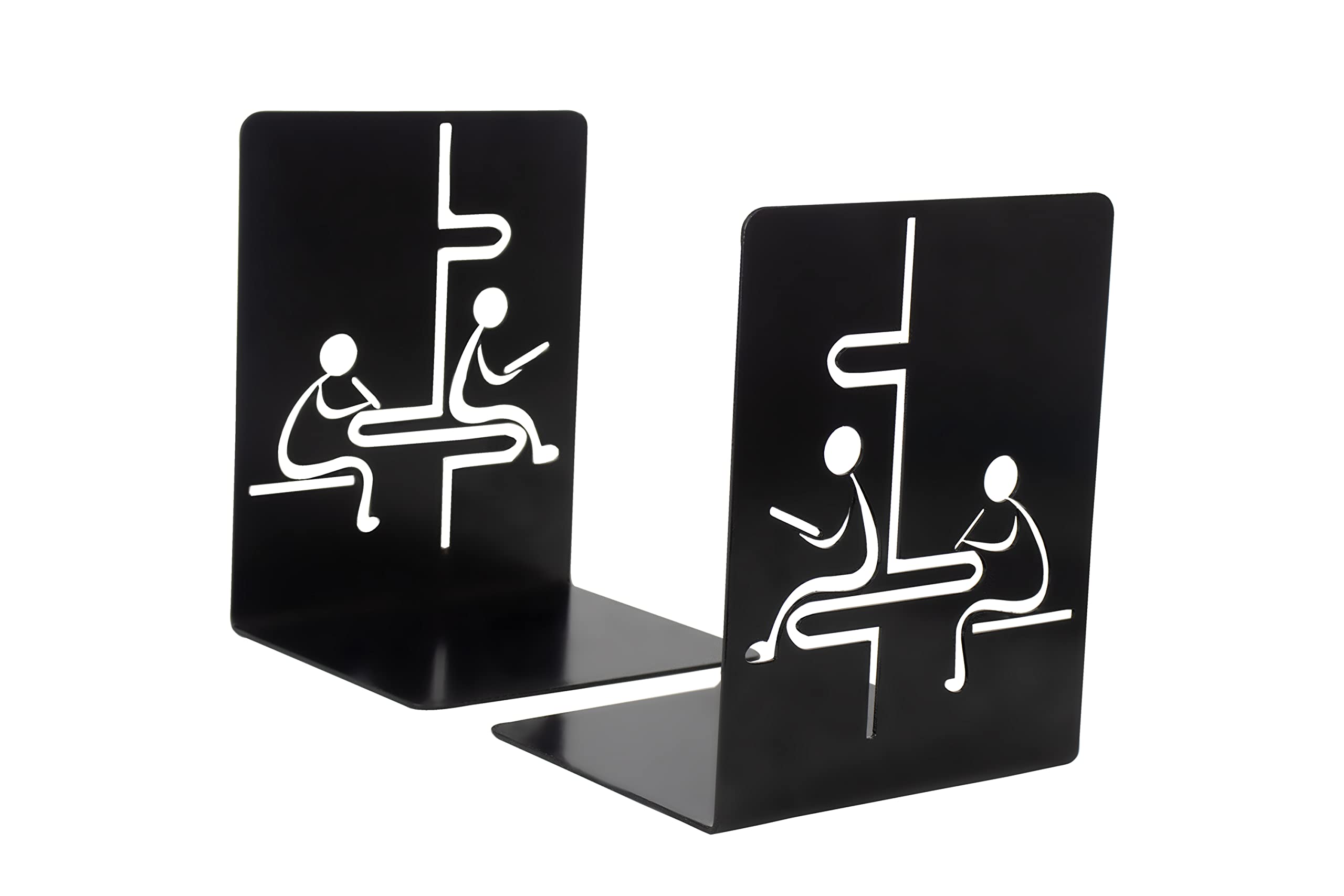 Metal Non Slip Bookends Book Shelves | Shelf | Study Table | Home Decor | Holders | Case | Bracket | Stand | Heavy Duty | Set | Book Ends for Office, Home - Exam bookends