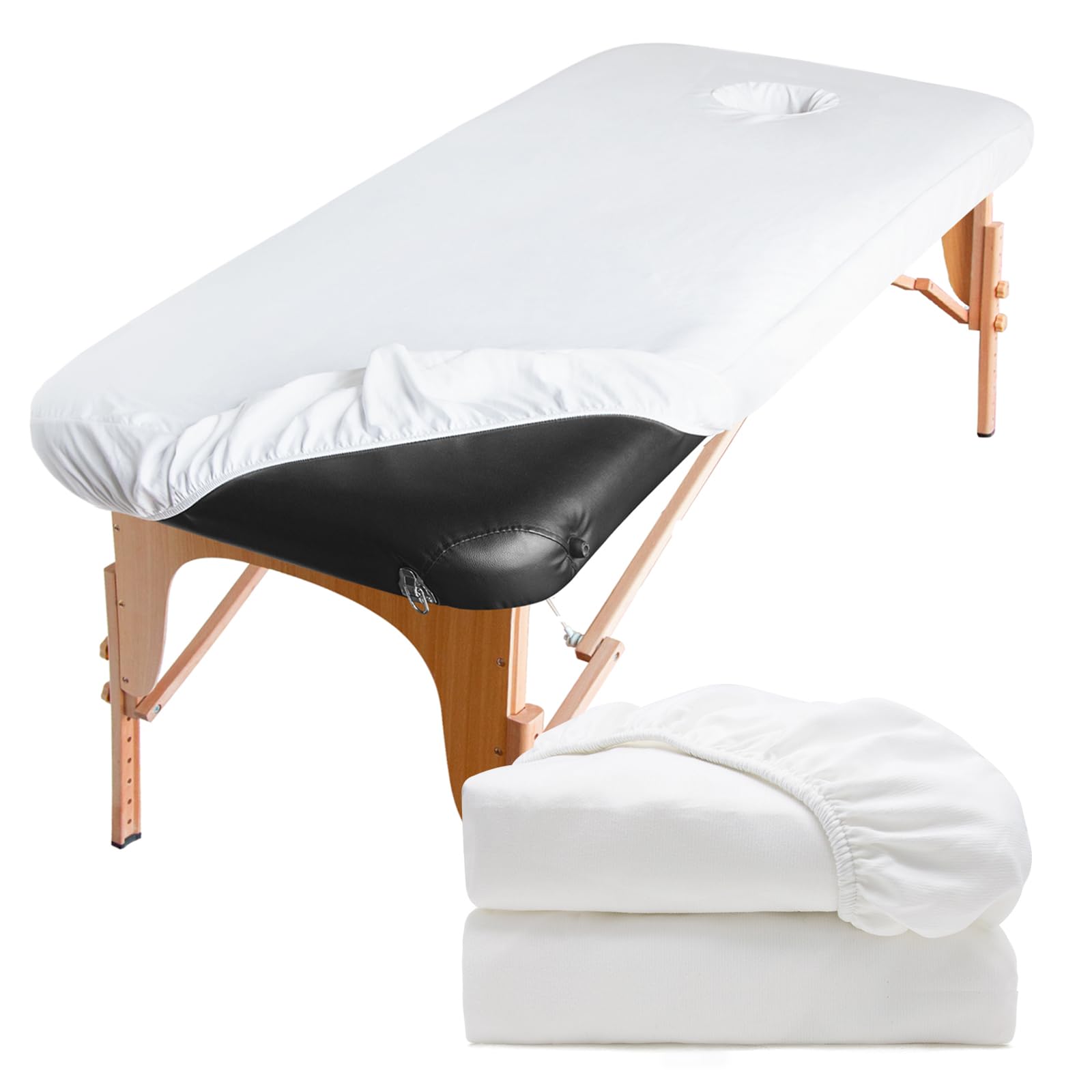 2pcs Funda para Camilla de Masaje con Orificio Facial, 70 x 190cm Lavable Funda de Cama de Masaje, Funda para Mesas de Cosméticos y Bancos de Terapia