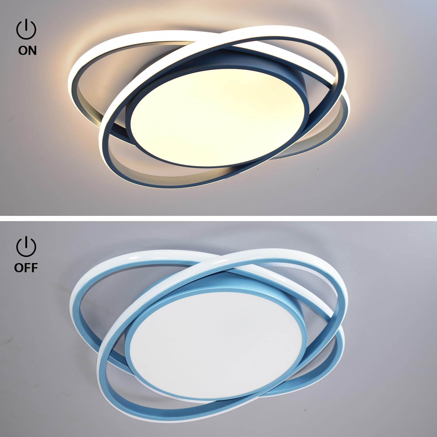 JDONG LED Dimmbar Deckenleuchte 54W Kinderzimmerlampe Modern Design Blau Deckenlampe mit Fernbedienung Farbtemperatur Stufenlos Einstellbar 3000-6500k für Schlafzimmer Kindergarten Ø52CM