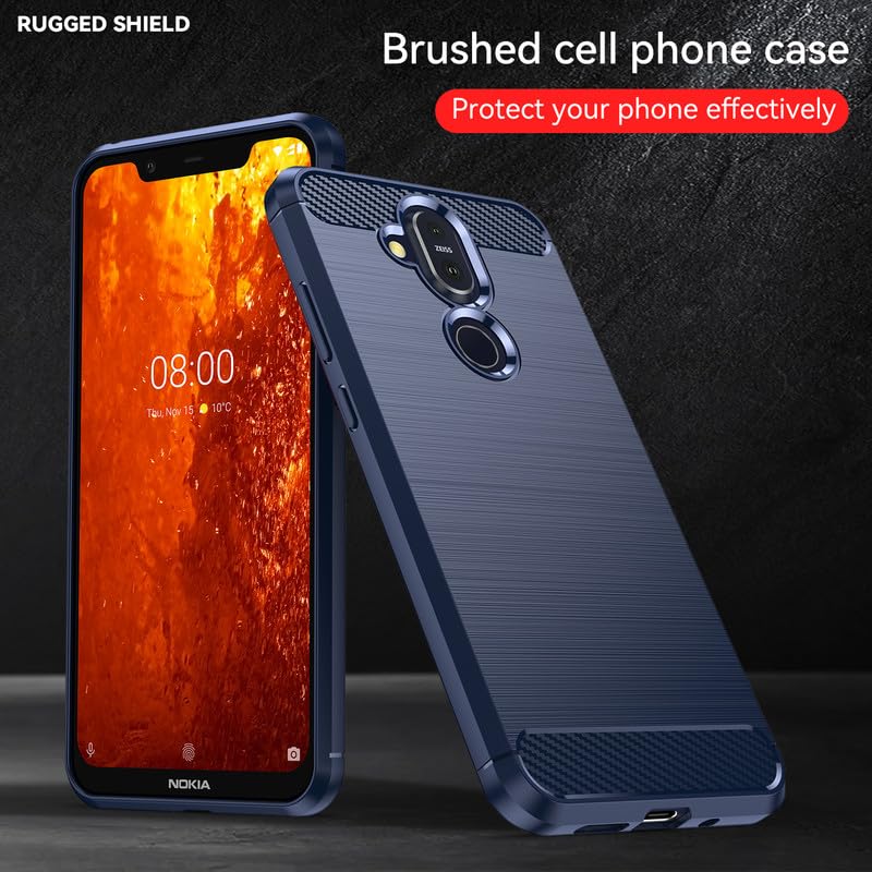 Image of Hybrid Carbon Fiber Back Case for Nokia 8.1 (Blue)