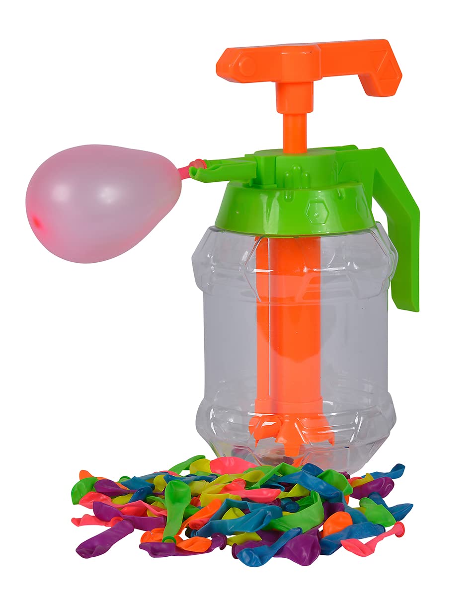Simba Bouteille de remplissage pour bombes à eau avec pompe, 100 bombes, 1,4 l, jouet aquatique