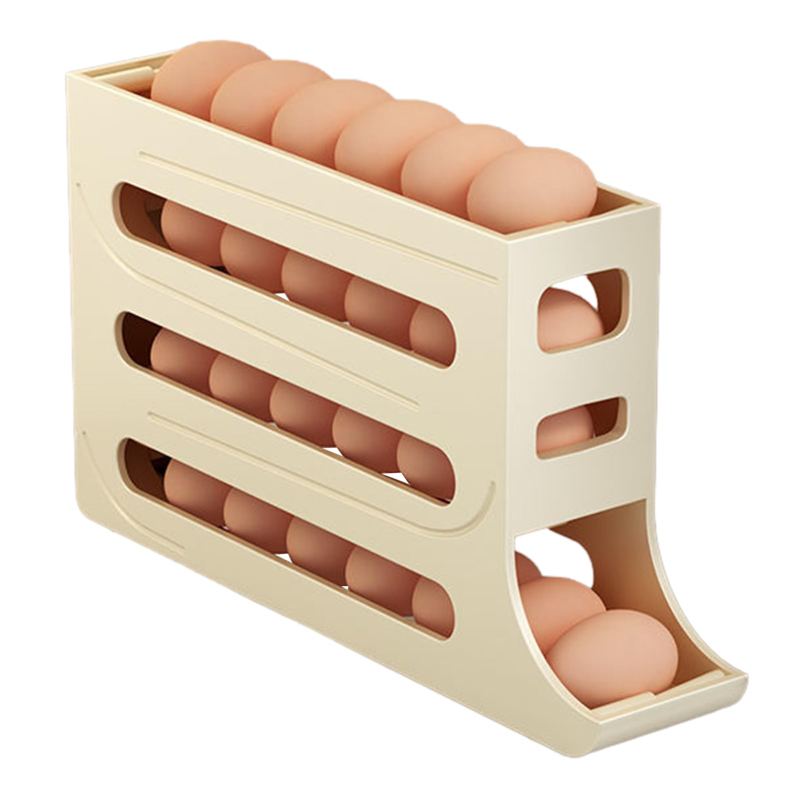 Eierdispenser, eierhouder voor koelkast, automatisch rollende eieropbergcontainer, eierdispenser met 2 lagen, eierlade om ruimte in de koelkast te besparen (wit