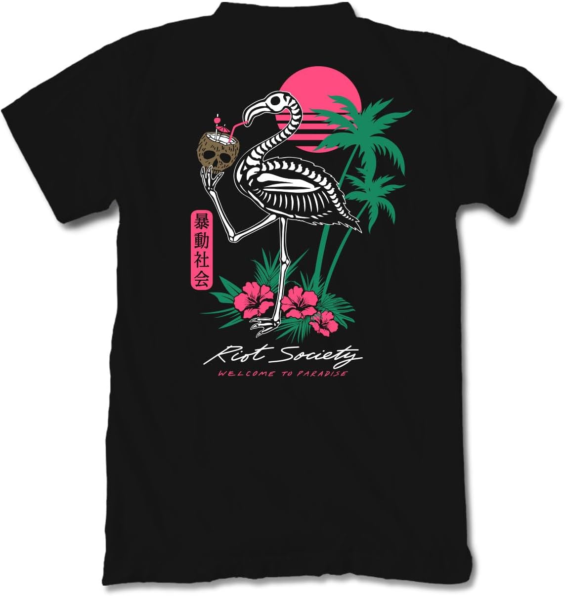 Tropical Skeleton Flamingo (Black)