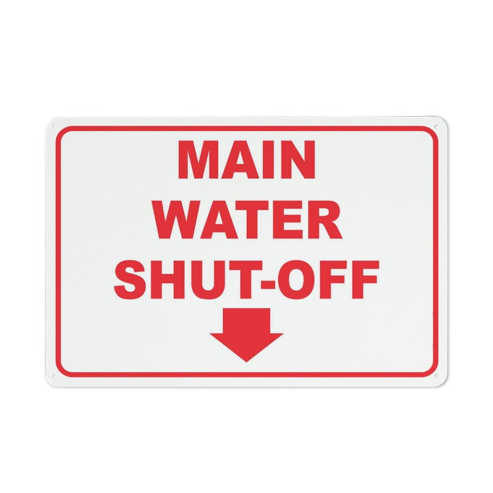 Peiyeety A09 Main Water Shut-Off Arrow Down Sign Metal Signs 12X16 Inches