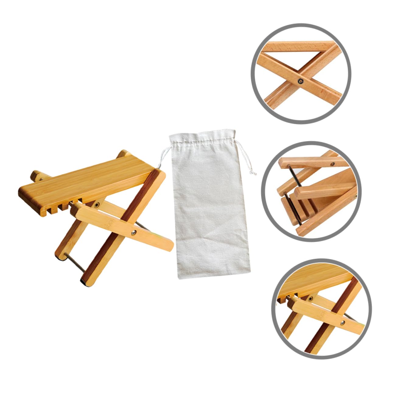 Sgabello Poggiapiedi per Chitarra Classica in Legno Marrone Pieghevole e Portatile con Capacità di Carico Elevata e Borsa per Riporre, per Camera da Letto e Ufficio
