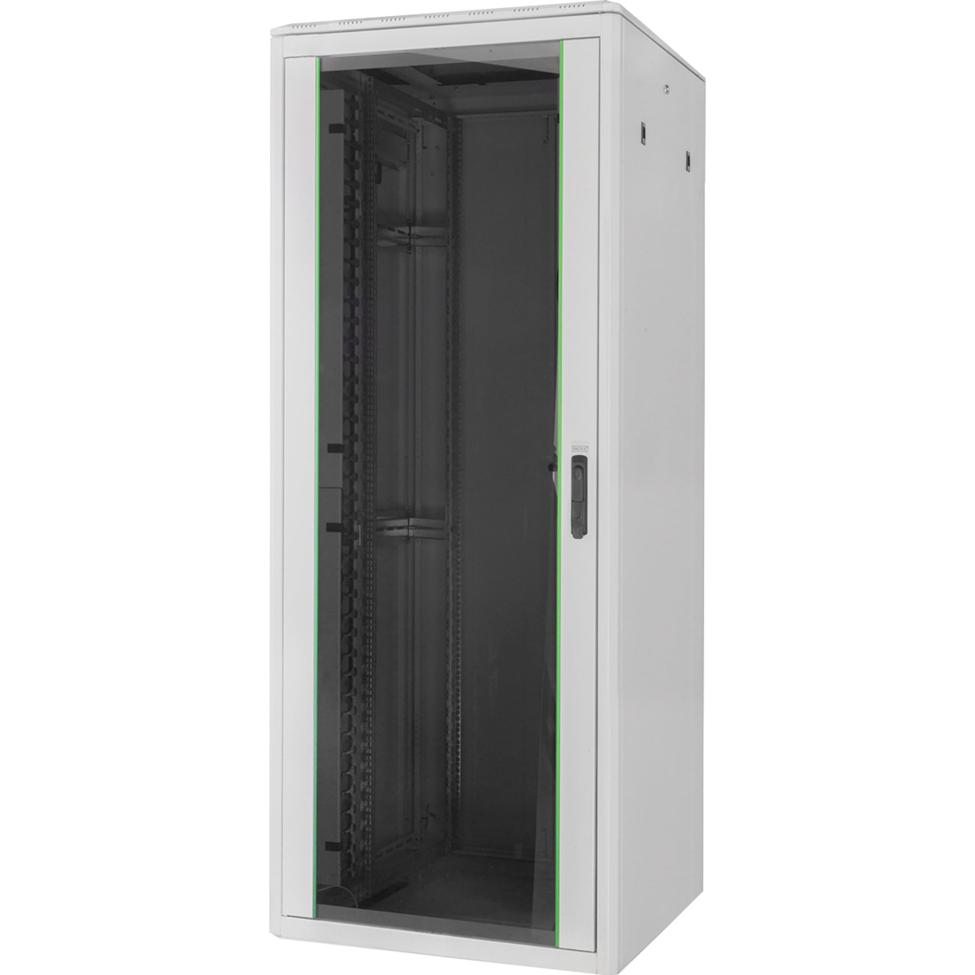 DIGITUS Armoire réseau - 19 Pouces Rack 42U - 80x100 cm - série Varioflex-N - capacité de Charge 1200 kg - Profondeur utile 770 mm - Porte Avant vitrée - Gris