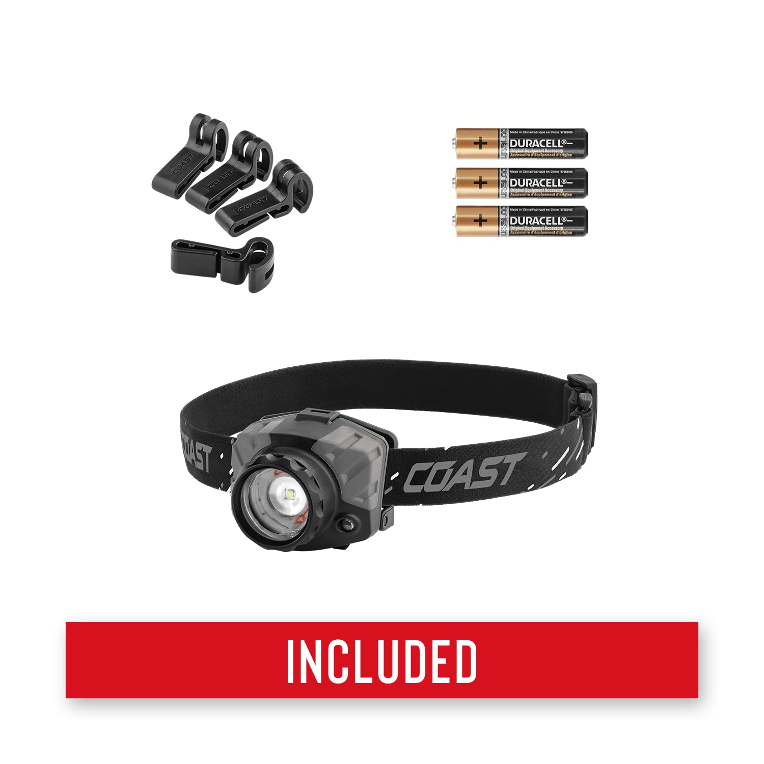 Coast FL88 Lampe frontale LED 615 lumens tricolore (blanc/rouge/vert) avec piles et clips pour casque de sécurité inclus, terre foncée plate