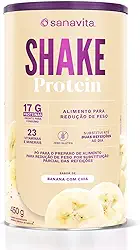 Sanavita Shake Protein - Substituto de Refeição - Sabor Banana com Chia - 450g