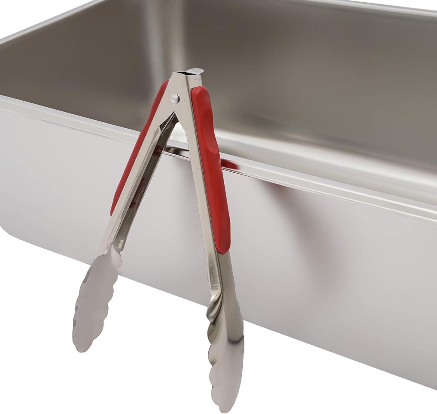 Modern Rectangular Stainless Steel Insulated Food Serving Container with Clear Flip Lid, 2 Compartments, 2 Spoons, 2 Clamps, 3 Ice Packs, 21.06 x 13.19 x 5.91 inches