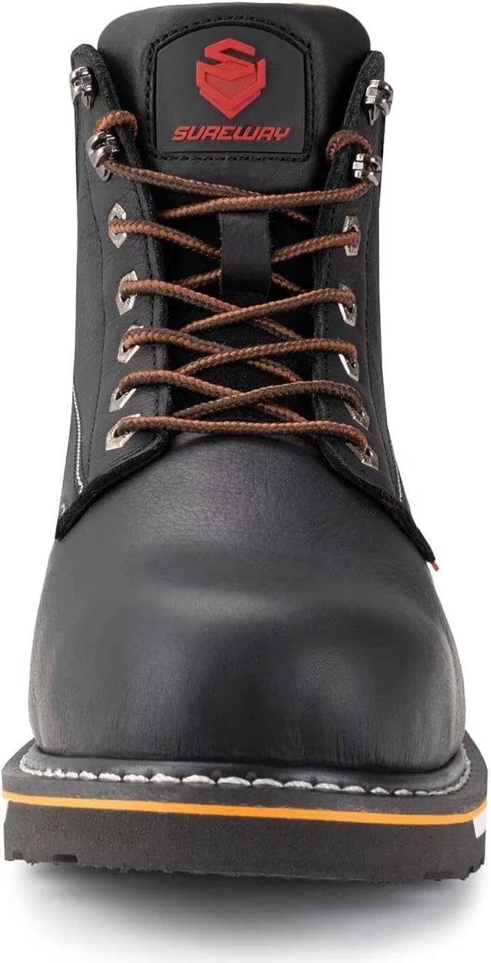 SUREWAY 6 in Mens Heavy Duty Soft/Steel Toe Work Boots for Men,Full Grain Leather,Slip Resistant,EH Safety Industrial Construction Boot - Image 6