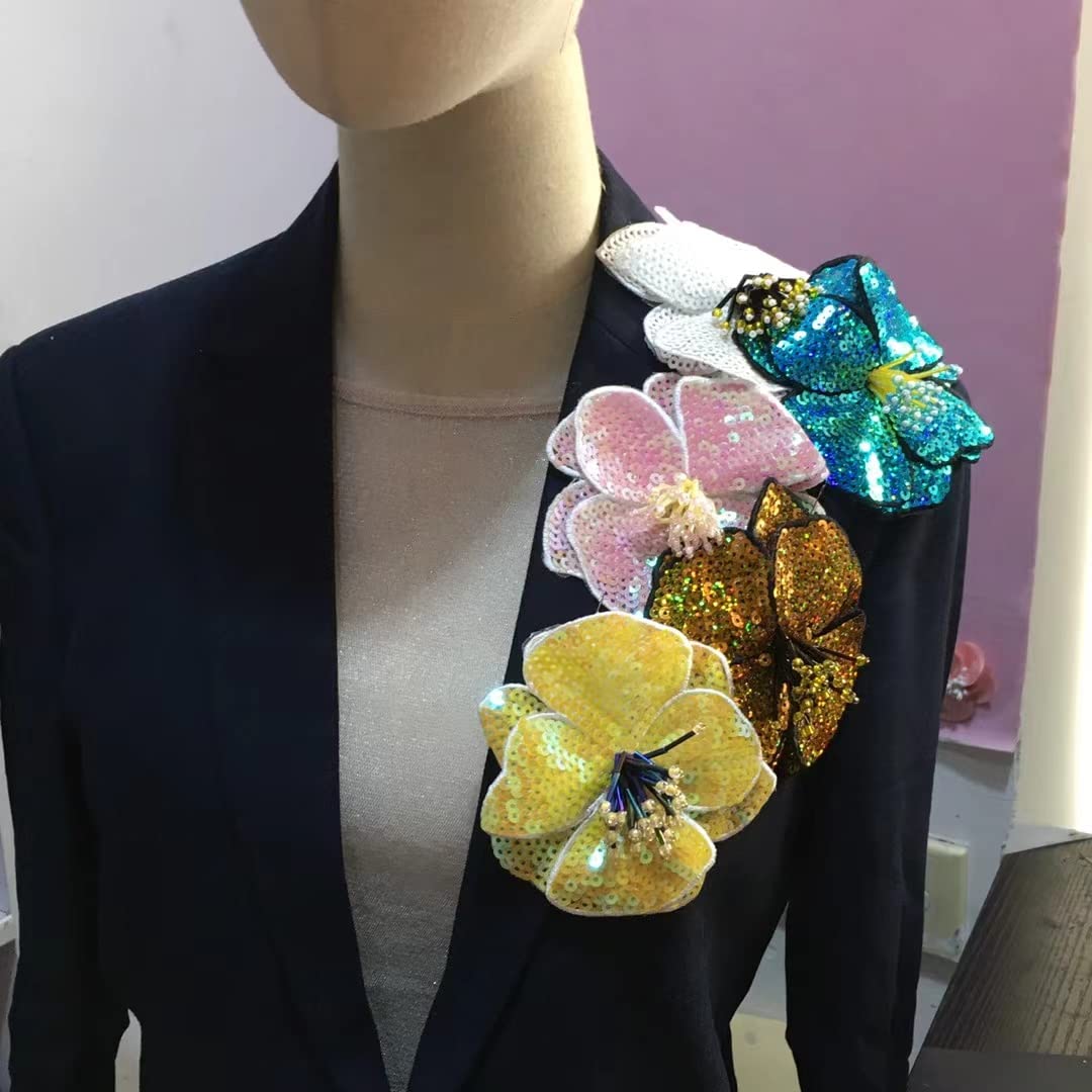 KENID 10 Pz 12 cm Cucito Paillettes Fiore Patch per i Vestiti Fai da Te Cucire su parch Appliques Ricamo Applique Patch Ropa Accessorio di Abbigliamento