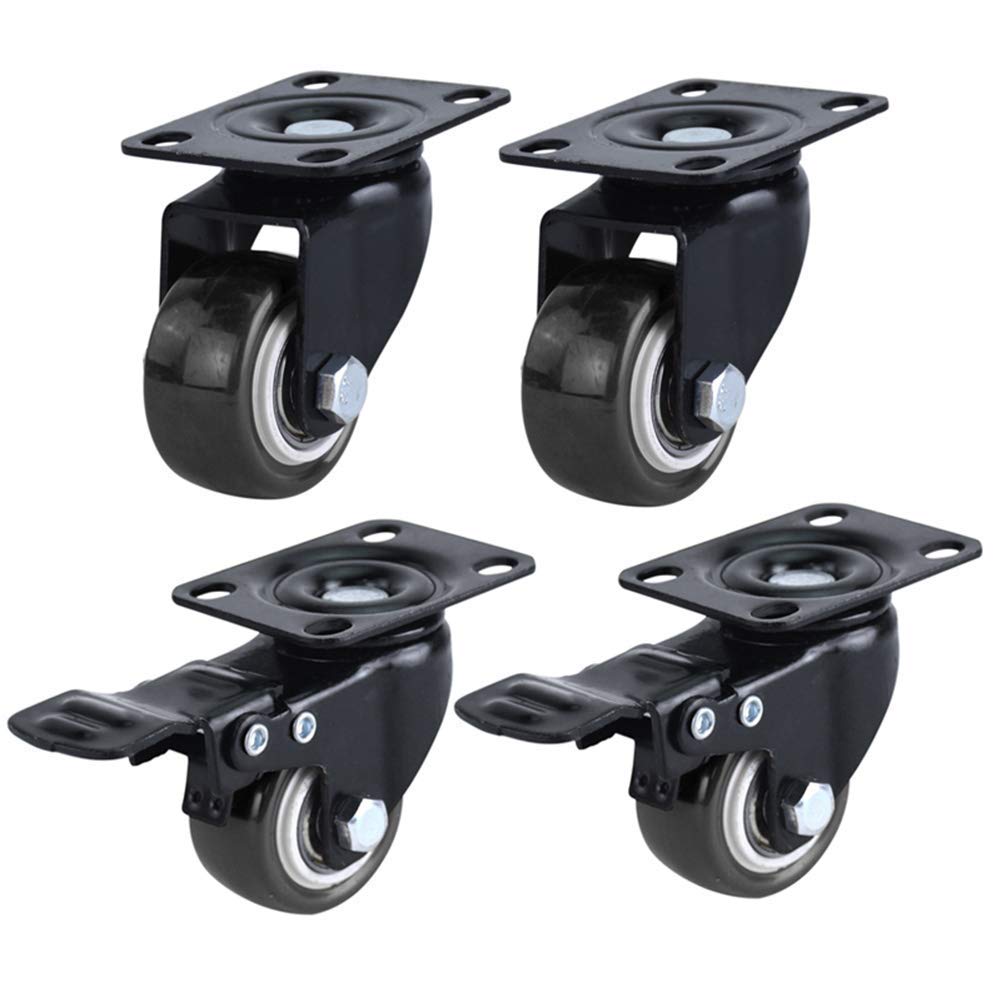 Ruote per carichi Pesanti da 2 Pollici (50 mm) Ruote industriali per Trasporto con Freno Piastra Fissa Girevoli universali silenziose Ruote per Carrello Lettino per Bambini Mobili per pavime