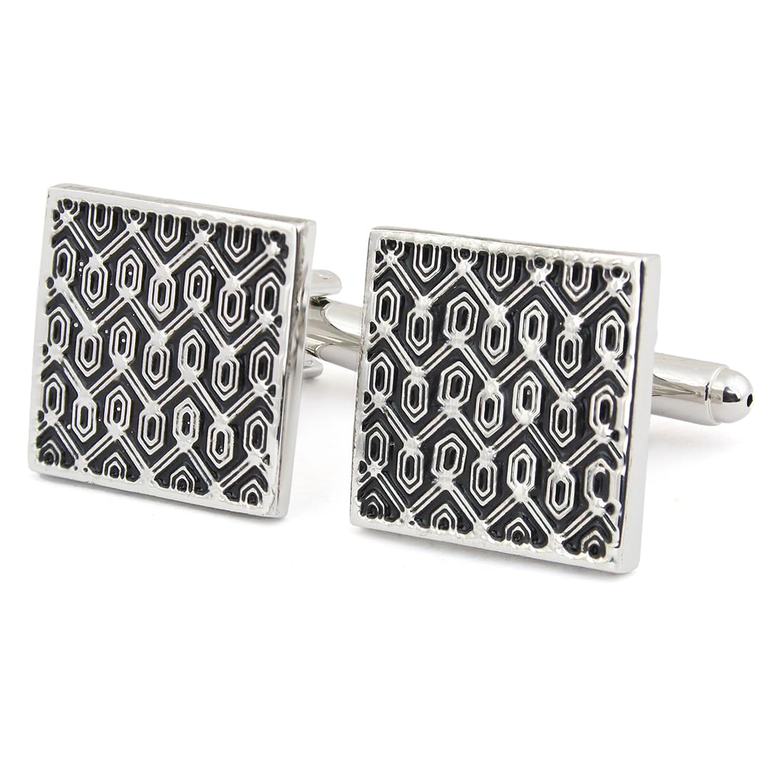 Designer Black Enamel Cufflinks for Men