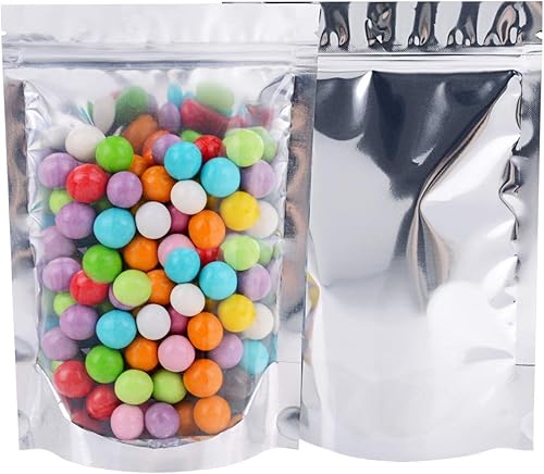 100 bolsas de Mylar resellables para almacenamiento de alimentos, 7.9 x 11.8 pulgadas, bolsas Ziplock a prueba de olor, bolsas de embalaje de papel
