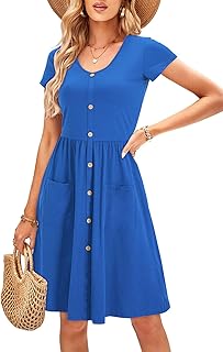 Ouges Womens Sleeve Pockets Blue395