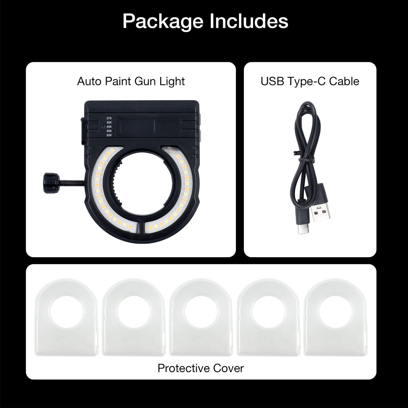Bewinner Luz LED para Pistola de Pintura para Pulverizadores de Pintura, Iluminación Recargable de 500 LM, 250 LM, Alto CRI, 2700 K 6500 K Ajustable, Montaje Rápido para Boquillas de