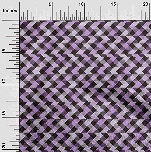 oneOone Cotton Poplin Pastel Purple Fabric Check Sewing Material Print Fabric By The Yard 42 Inch Wide - RK