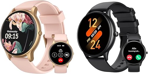 AGPTEK Reloj inteligente para mujer (respuestahacer llamadas) rosa y negro