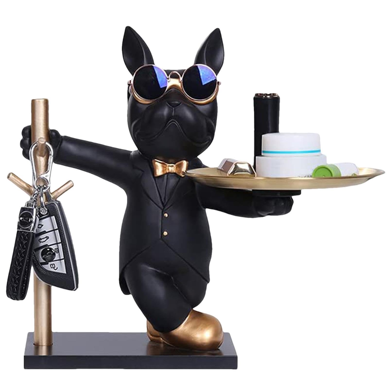 Vassoio Bulldog Francese Chiave di Stoccaggio Coole Figura Decorativa Statua