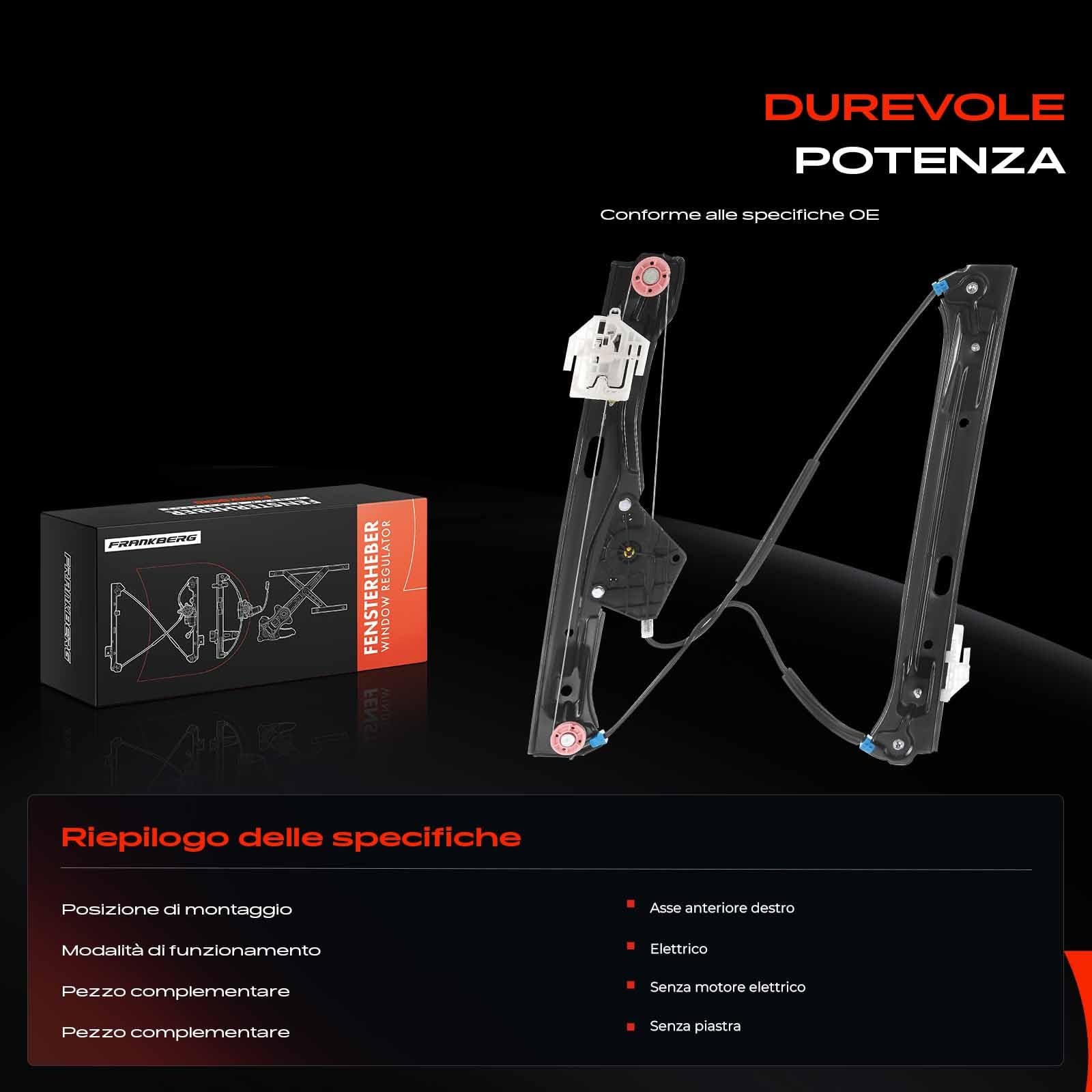 Frankberg Alzacristallo elettrico senza motore 4/5 porte anteriore destro