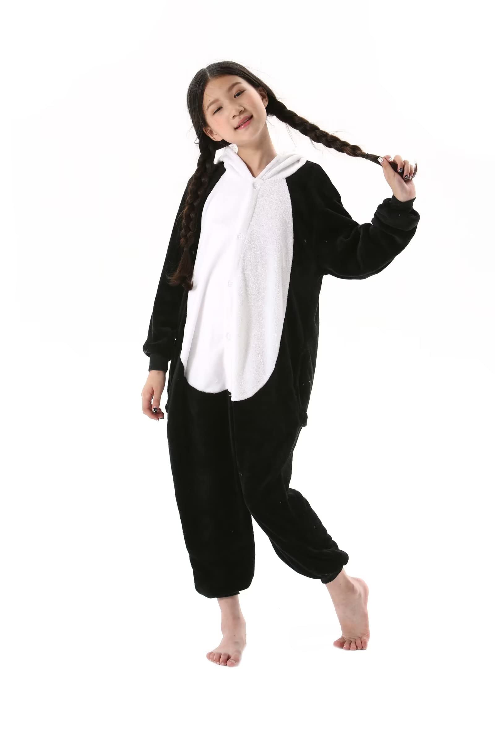 DarkCom Animal Onesie for Kids,Flannel Cosplay Panda Halloween Costume Parent-Child Sleepwear for Girls Boys 12-13 Years - Image 3