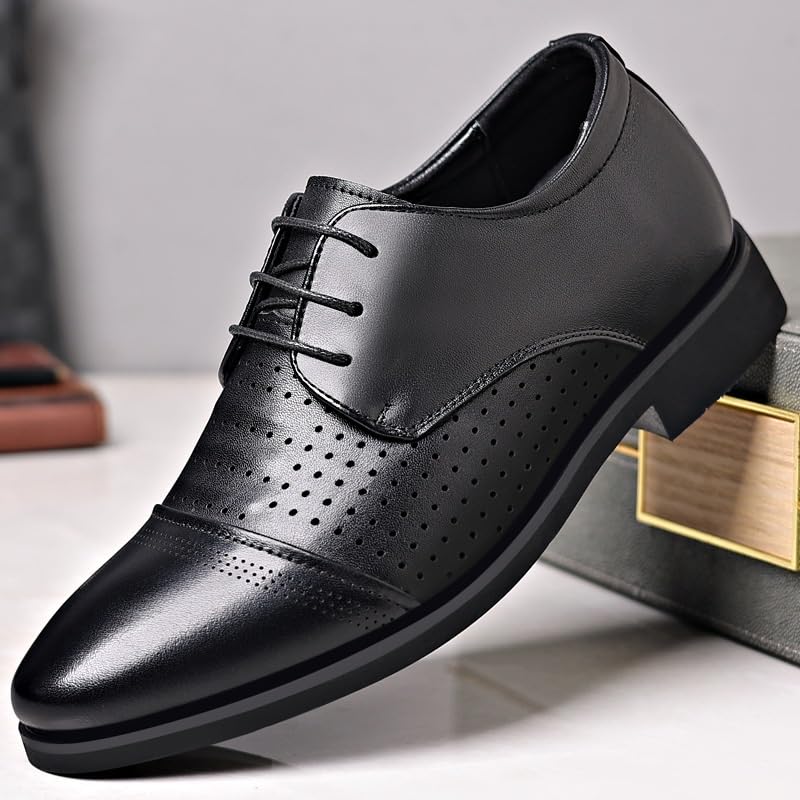 Men's Breathable Genuine Leather Dress Sandals for Summer Business Casual with Hidden Wedge Oxford Style Comfortable Footwear3