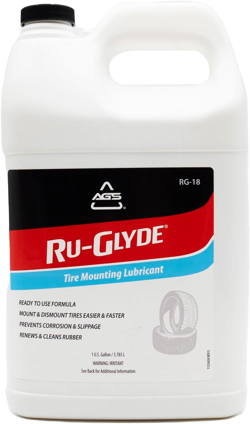 RuGlyde Tire Mounting and Rubber Lubricant, 1 Gallon Bottle, Rejuivanate Tire Rubber, Easy Tire Bead Seating, Tire Dressing, Tire Lubricant, Tire Changing Accessory