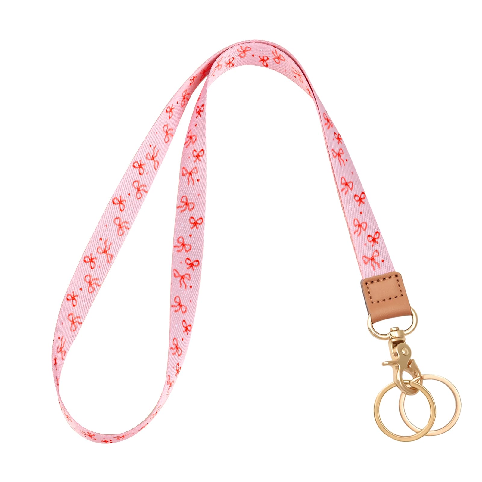 Knagsfa Lanyards for ID Badges, Neck Lanyards for Keys with Metal Hook, Cute Lanyard Keychain for Women, Red Bow