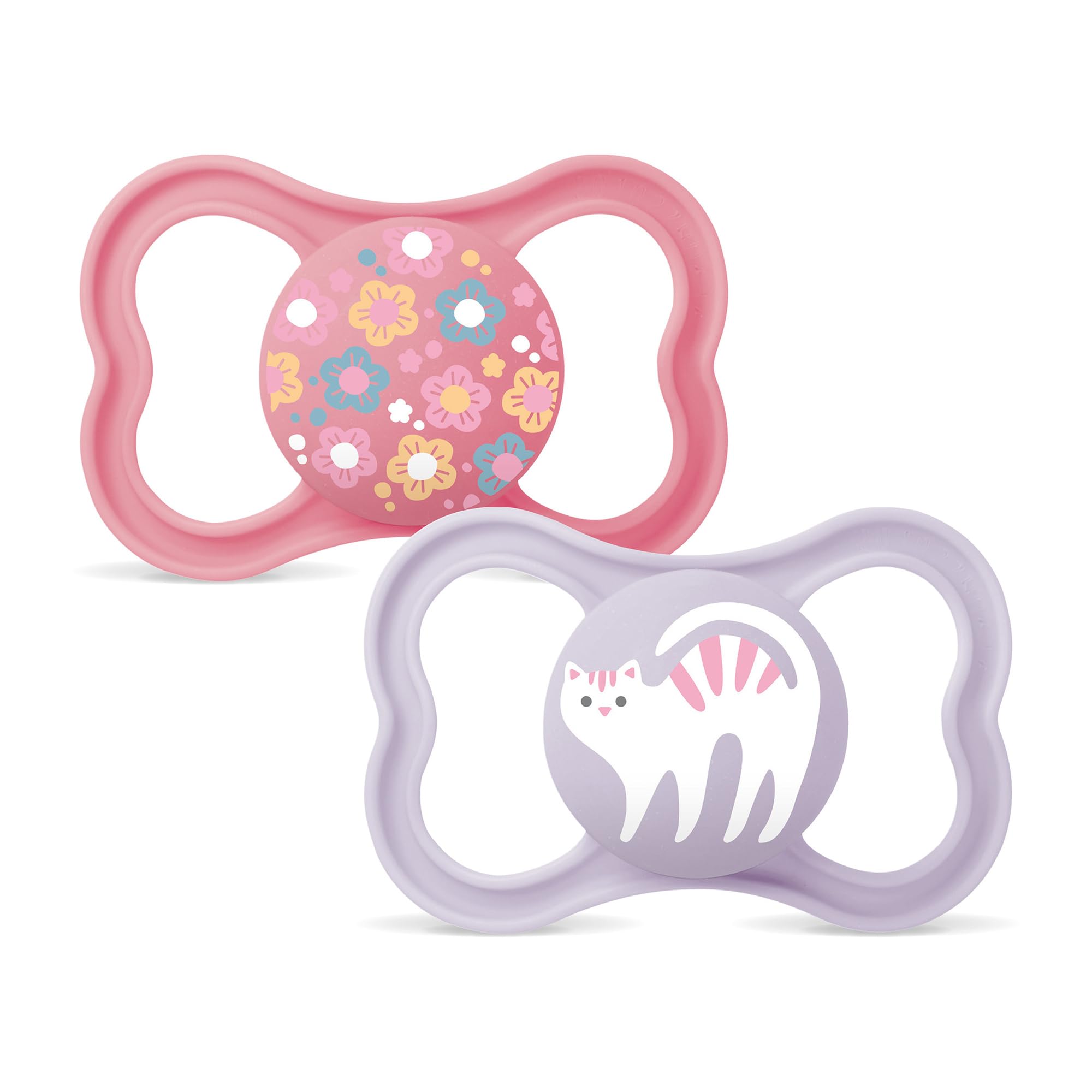MAM Supreme S281 Set of 2 Dummies with Extra Fine SkinSoftTM Silicone Dummy, Ultra Soft Silicone, with Extra Large Holes for Sensitive Skin, for 6+ Months Old Babies, Pink