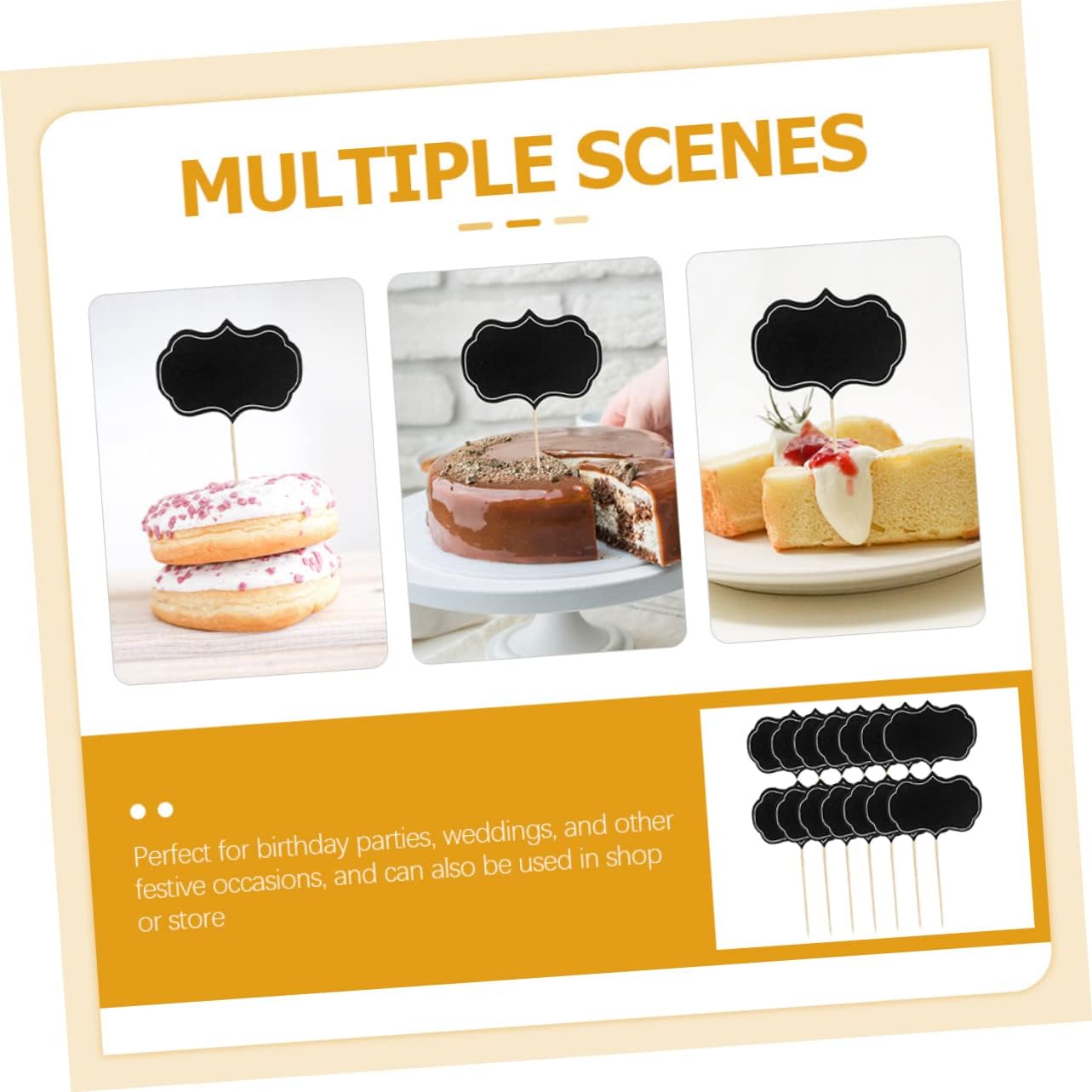 80pcs Blackboard Paper Toothpick Flags Writable Xmas for Wedding Buffet