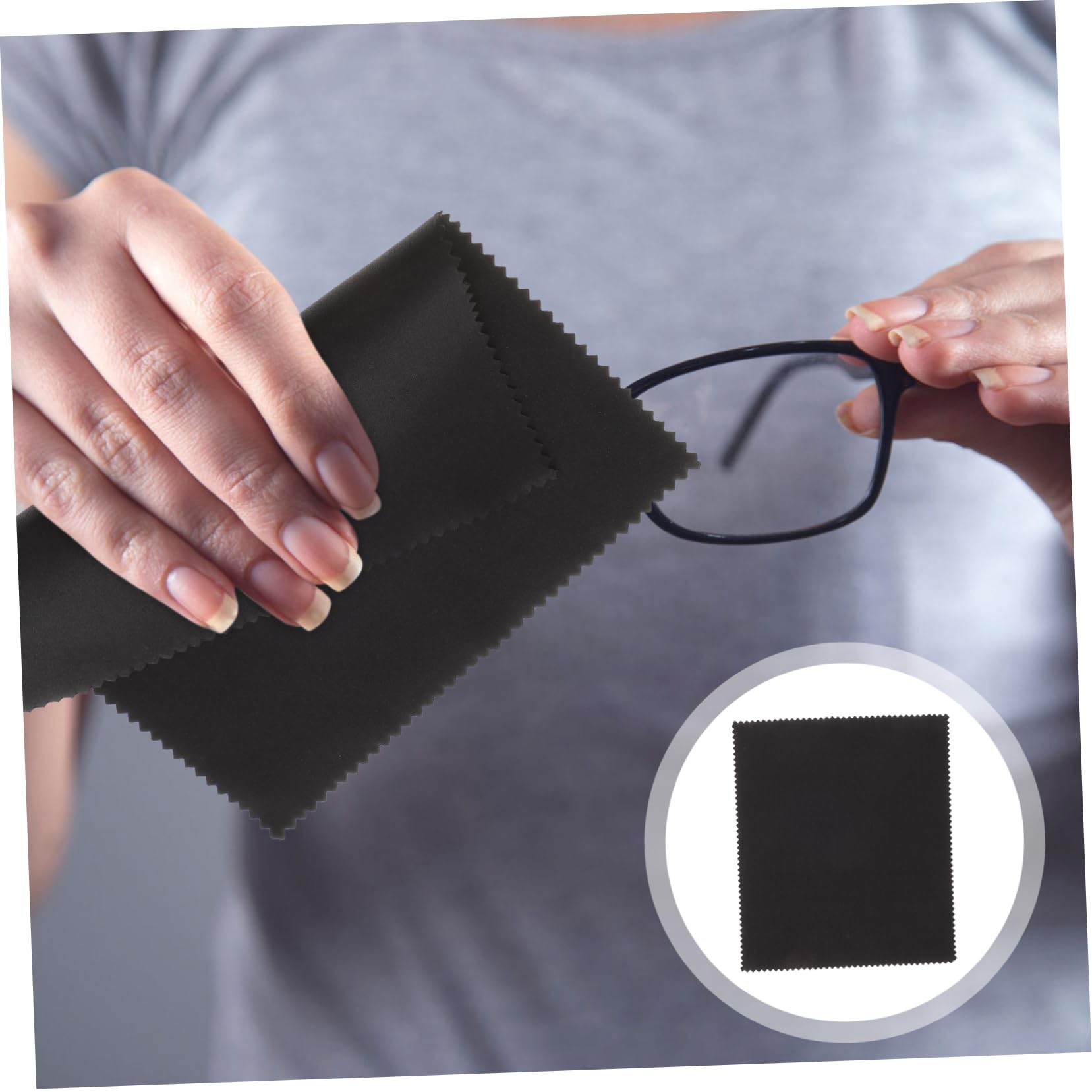 FRCOLOR 400 Pièces Chiffon à lunettes chiffon de nettoyage en microfibre pour voiture lave-vaisselle propre écran ecrant store tissu de verre d'oeil chiffon à lentilles en microfibre Black