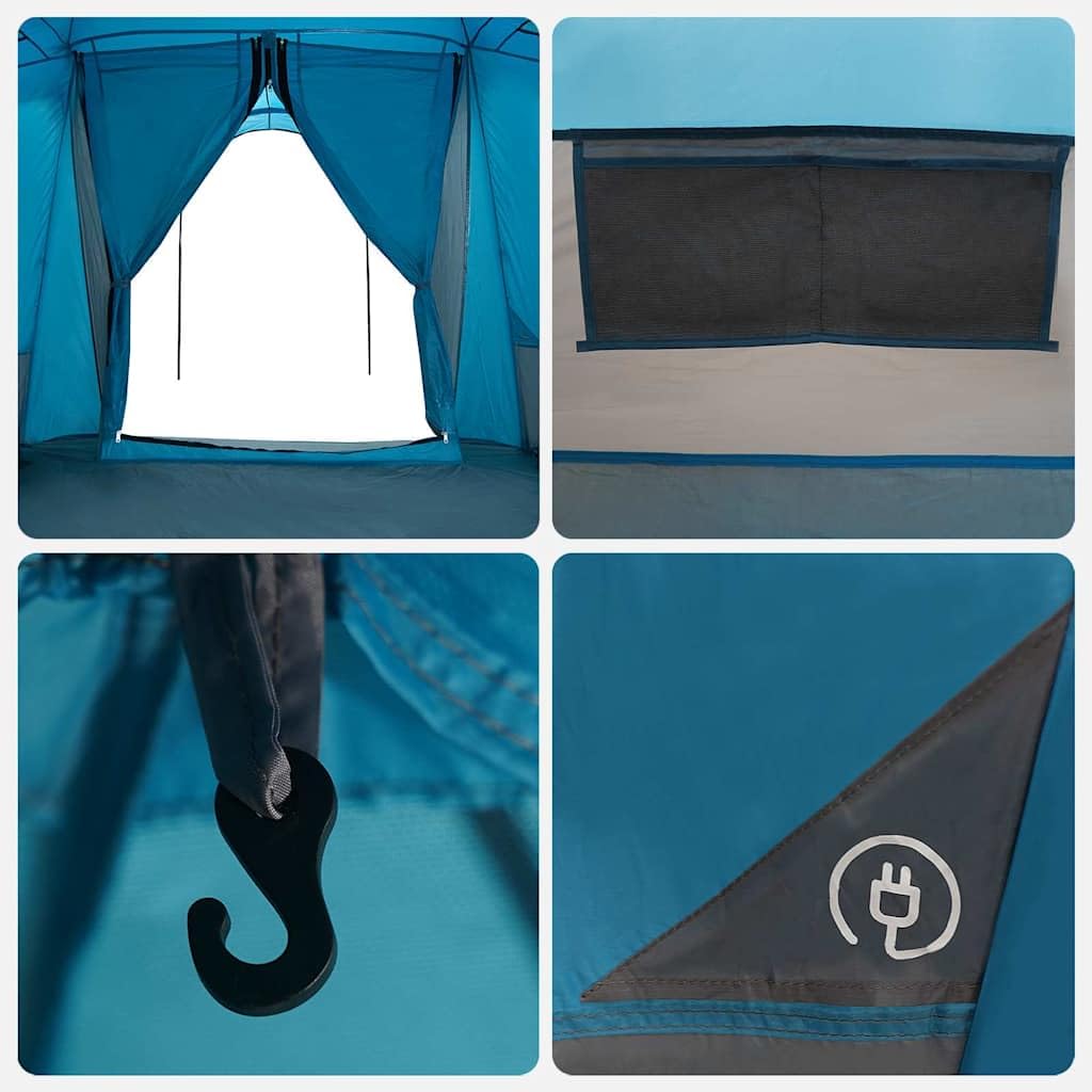 Familienzelt Grün Grau aus Polyester mit Fiberglasgestänge x x, wasserdicht, UV-beständig, mit Vorraum, Moskitonetz, doppelwandig für Camping, Festival, Outdoor