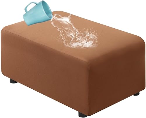 H.VERSAILTEX Funda otomana 100 % impermeable y rectangular, de terciopelo elástico, para sala de estar con parte inferior elástica antideslizante, H.VERSAILTEX Funda otomana 100 % impermeable y rectangular, de terciopelo elástico, para sala de estar con parte inferior elástica antideslizante,