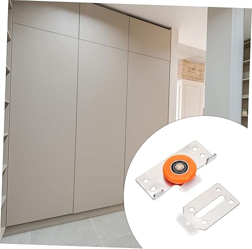 Miniatura 5 de OSALADI 2 juegos de polea de puerta, ruedas de basura, ruedas de puerta, polea de guía de gabinete, polea de gabinete de metal, hardware de puerta