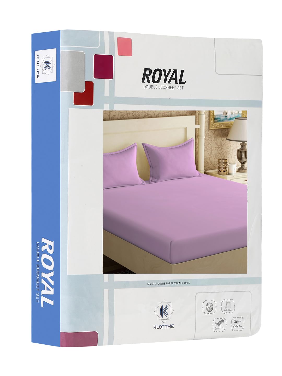 Klotthe Book Fold Light Purple Solid 300 TC Cotton Blend Double Bedsheet with 2 Pillow Covers 3
