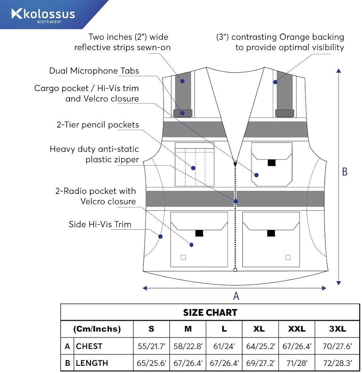 Kolossus High Visibility Safety Vest with Pockets : Tools & Home Improvement
