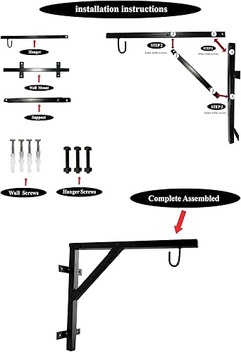 Miniatura 2 de Percha para saco de boxeo resistente  Soporte de montaje en pared para bolsas pesadas de hasta 90 libras  Fácil instalación  Construcción de acero