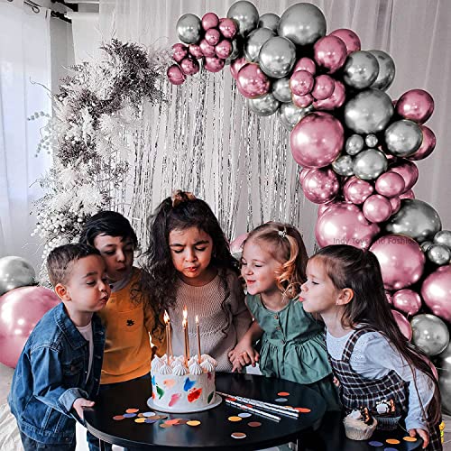 Image of Just Party 25Pcs Silver & 25Pcs Lavender Metallic Chrome Balloons with Shiny Surface For Birthdays /Anniversary /Engagement /Baby Shower /bachelorette Party Decorations (Pack of 50)