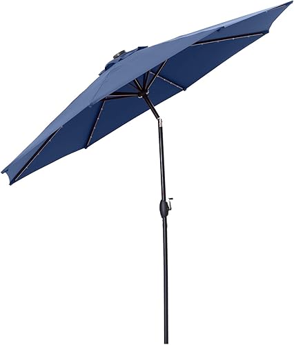 Miniatura 3 de OVASTLKUY - Sombrilla solar de 10 pies para patio, 40 luces LED, para exteriores, jardín (10 pies, azul marino)