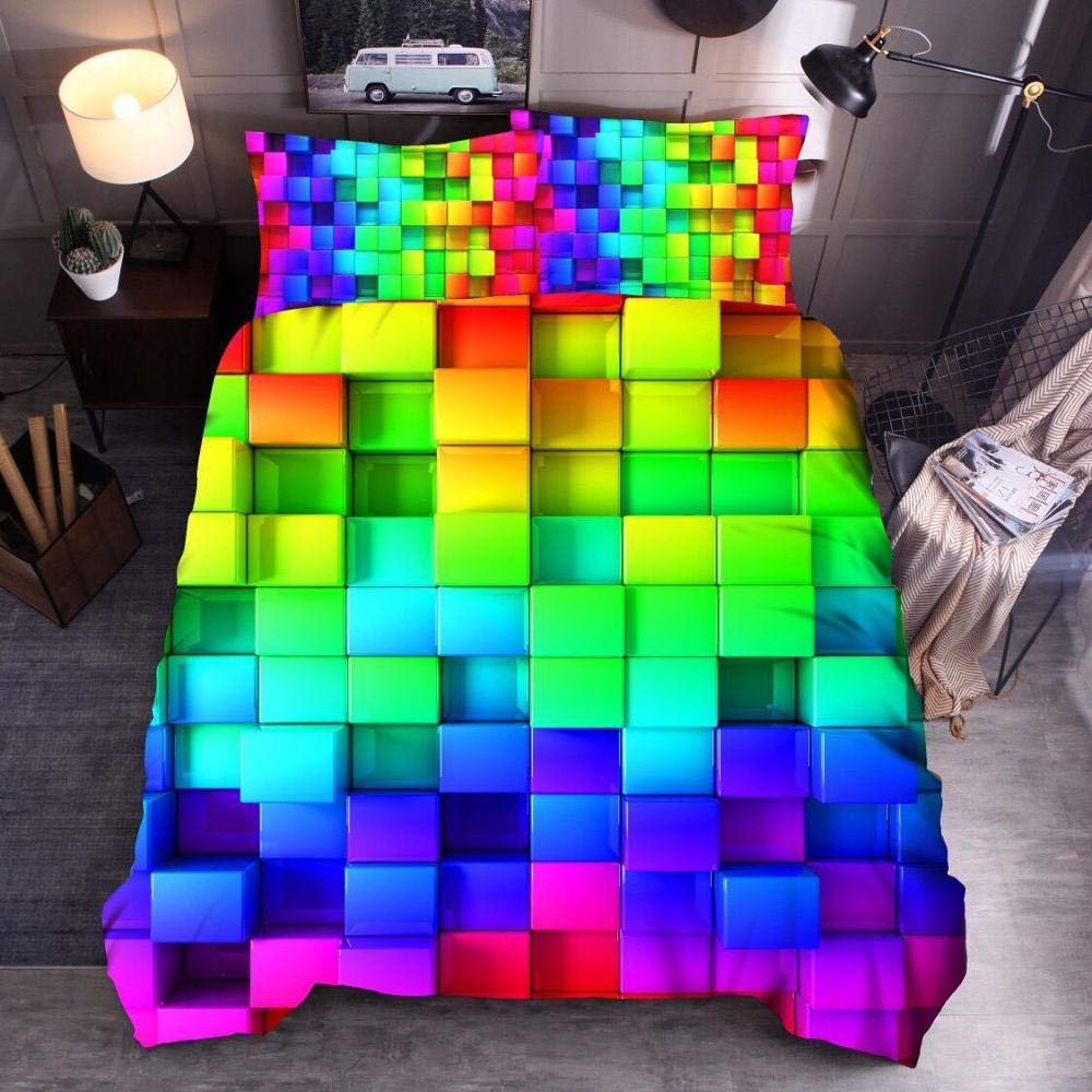 Linge de lit géométrique abstrait 260x230 cm avec finitions premium et couleurs 3D