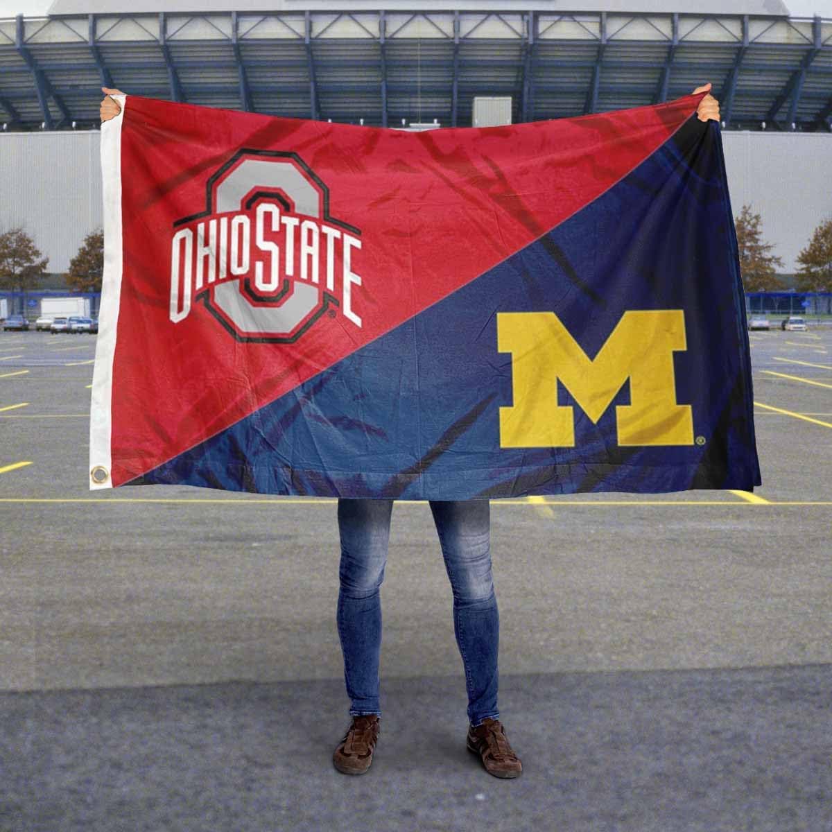 Ohio State vs Michigan House Divided 3x5 Flag Rivalry Banner