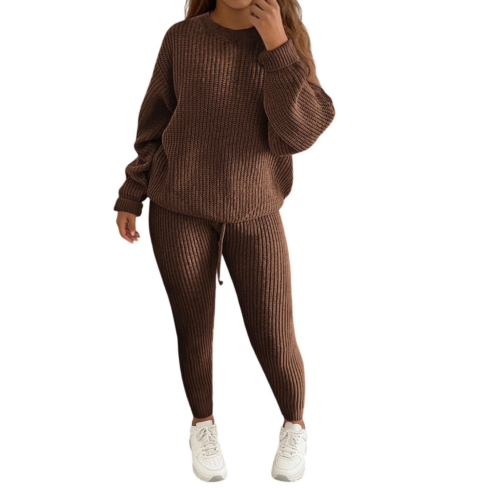 Weiches Strick-Outfit für Damen Bequemer Jogginganzug als lässiges Zweiteiler-Set für Entspannung Freizeit