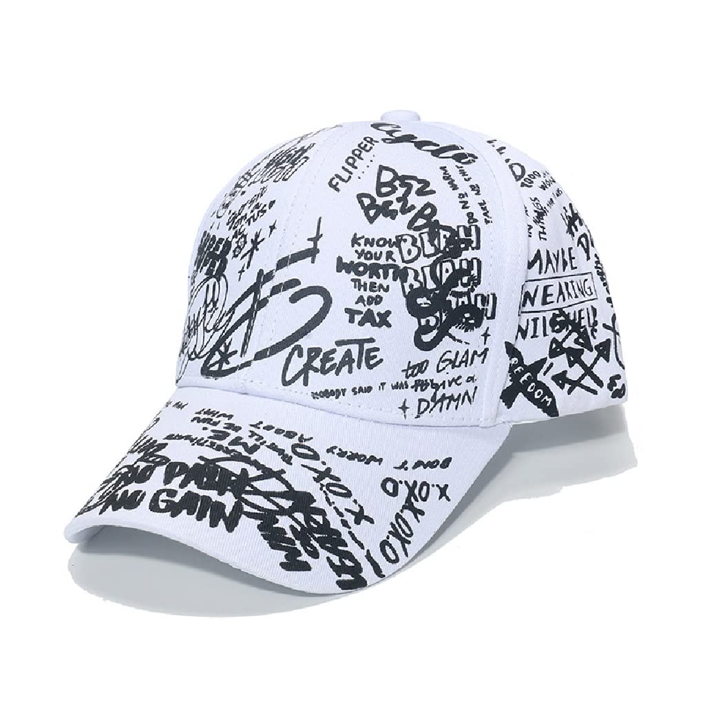 ZYFSHA Berretto da Baseball con Lettera di Moda Graffiti Cappellino Hip Hop con Visiera Cappello a Molla da Uomo Berretto in Cotone Regolabile per Cappelli da Donna